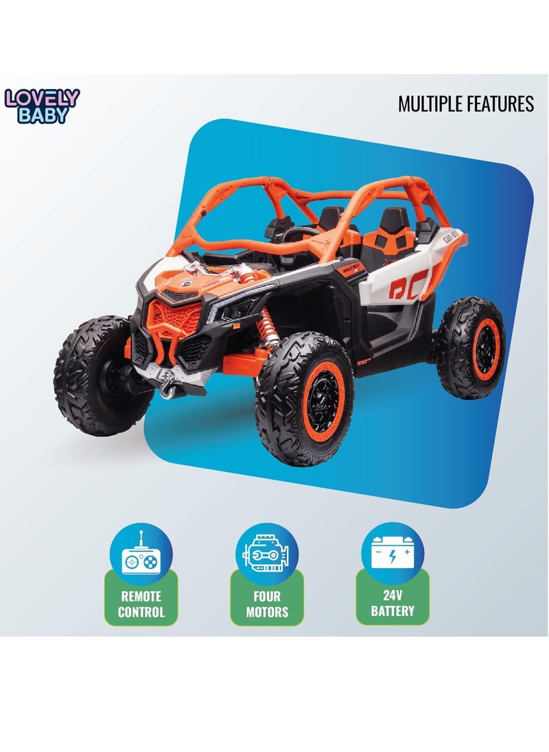 Lovely Baby LB 1000ELX Battery Operated Ride-On Jeep for Kids, 24V Electric Ride-On Car with Remote Control, Leather Seat, LED Lights,MP4
