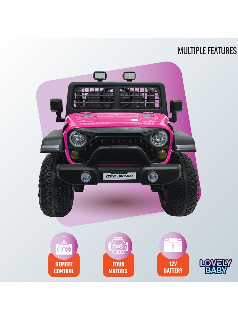 Lovely Baby 12V Ride-On Jeep for Kids LB 6116EL with Remote Control, Leather Seat, LED Lights, EVA Wheels Powered Jeep for Toddlers and Children Ages up to 6 years