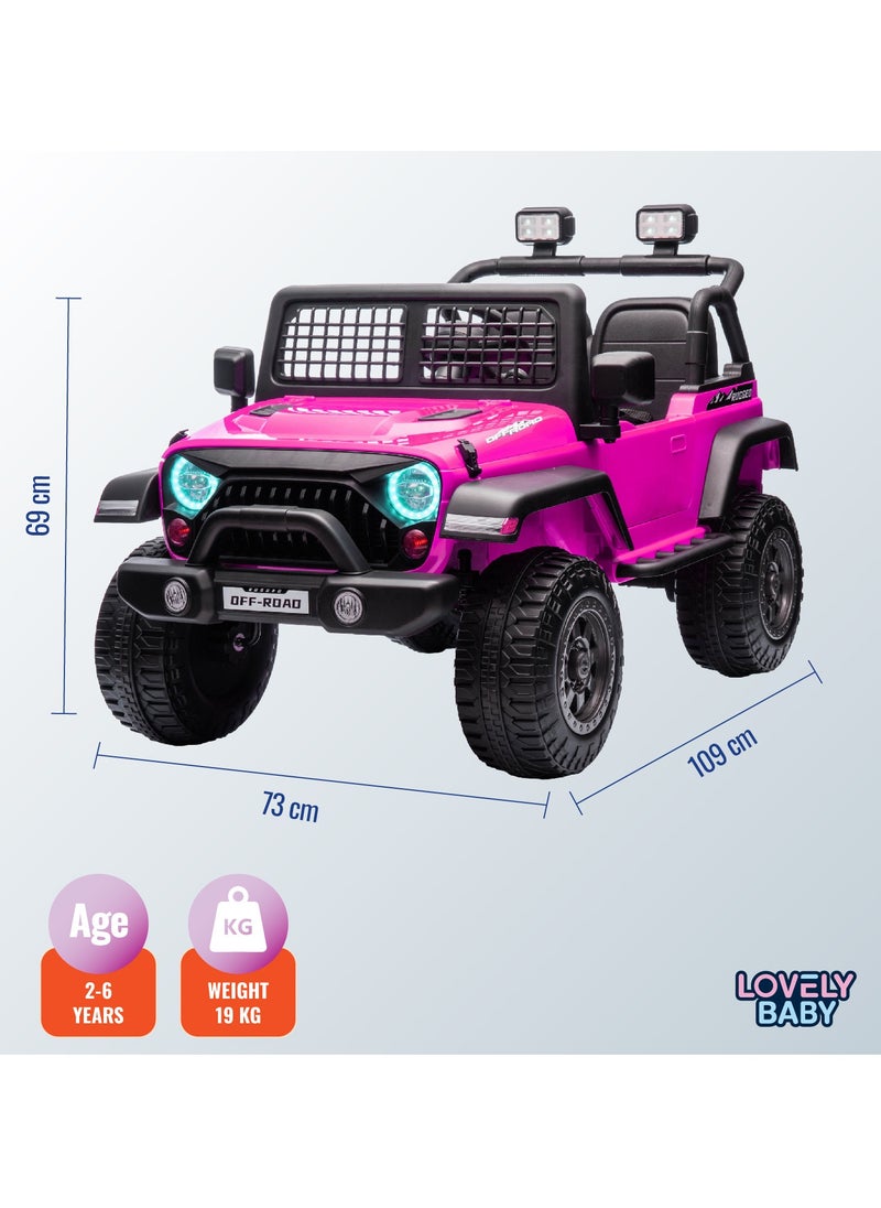 Lovely Baby 12V Ride-On Jeep for Kids LB 6116EL with Remote Control, Leather Seat, LED Lights, EVA Wheels Powered Jeep for Toddlers and Children Ages up to 6 years