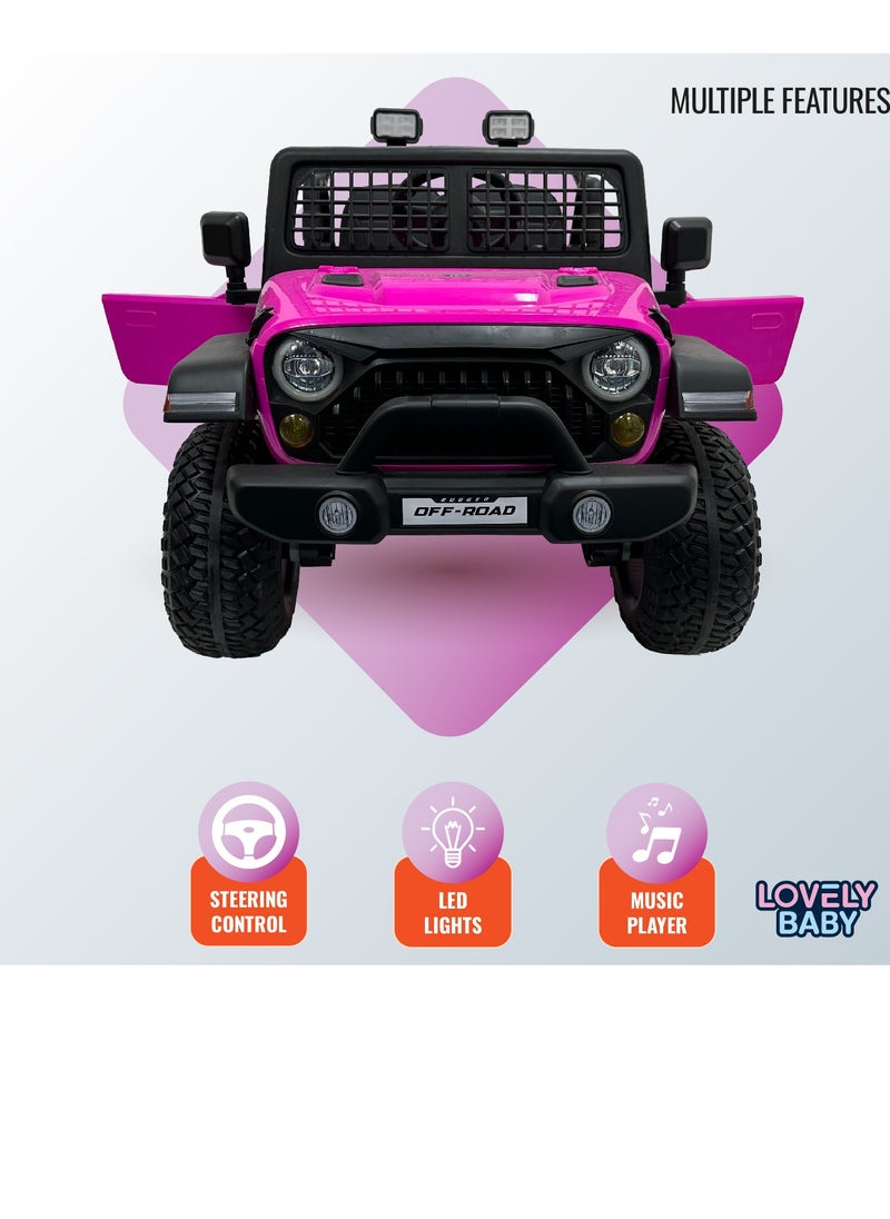 Lovely Baby 12V Ride-On Jeep for Kids LB 6116EL with Remote Control, Leather Seat, LED Lights, EVA Wheels Powered Jeep for Toddlers and Children Ages up to 6 years