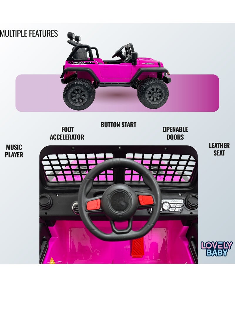 Lovely Baby 12V Ride-On Jeep for Kids LB 6116EL with Remote Control, Leather Seat, LED Lights, EVA Wheels Powered Jeep for Toddlers and Children Ages up to 6 years
