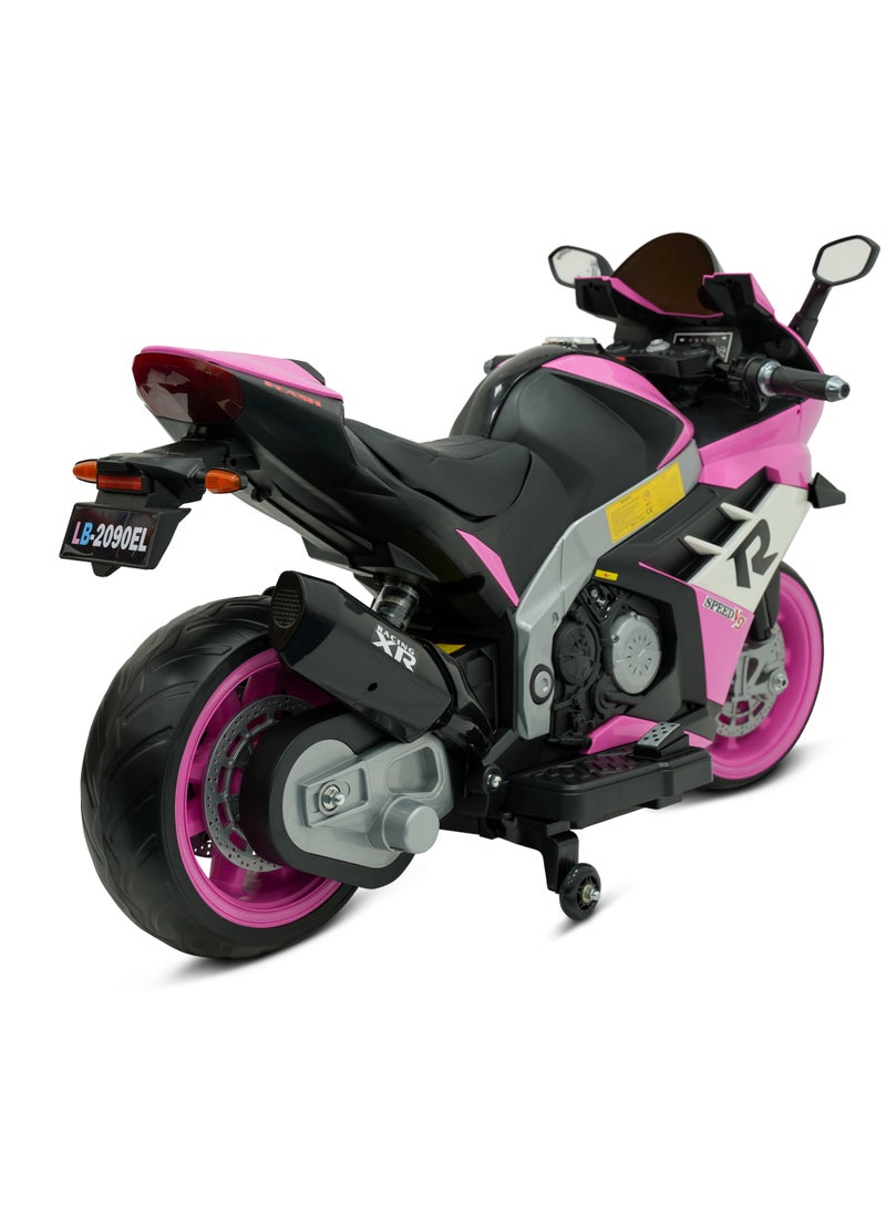 Lovely Baby Battery Operated Ride-On Motorcycle for Kids LB 2090EL, EVA Wheels, Leather Seat, Music & Lights, Hand Accelerator, MP3, Fun for Toddlers & Children