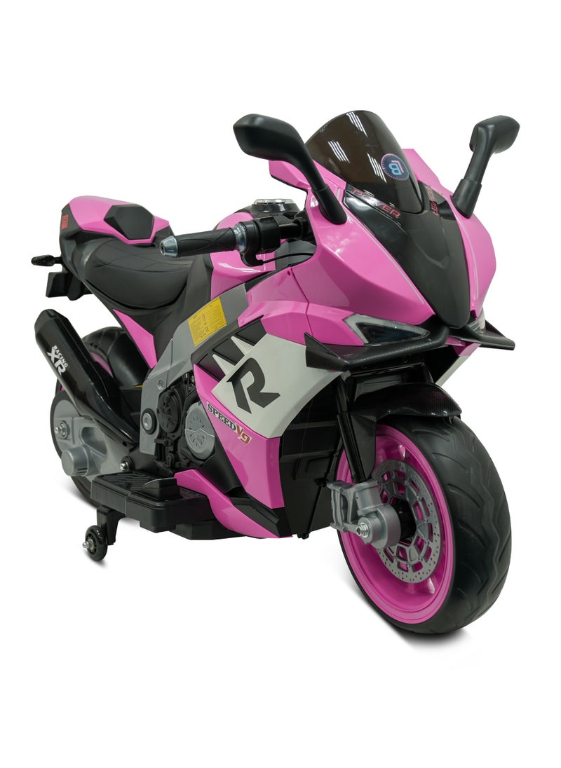 Lovely Baby Battery Operated Ride-On Motorcycle for Kids LB 2090EL, EVA Wheels, Leather Seat, Music & Lights, Hand Accelerator, MP3, Fun for Toddlers & Children