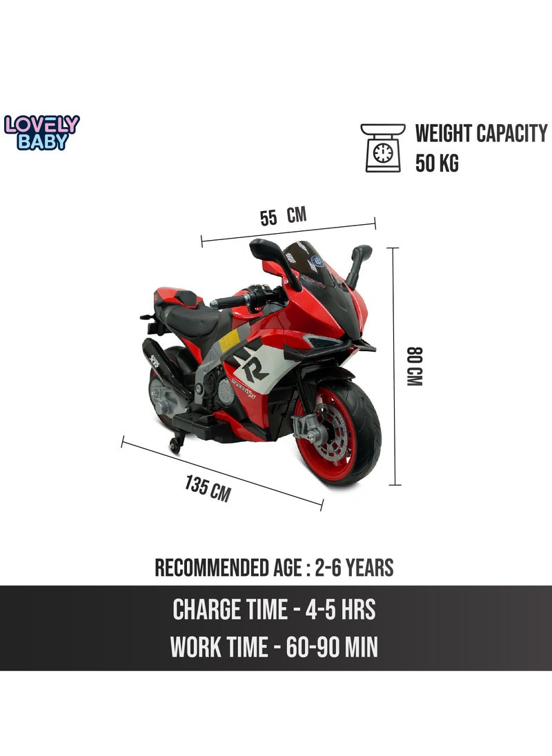 Lovely Baby Battery Operated Ride-On Motorcycle for Kids LB 2090EL, EVA Wheels, Leather Seat, Music & Lights, Hand Accelerator, MP3, Fun for Toddlers & Children
