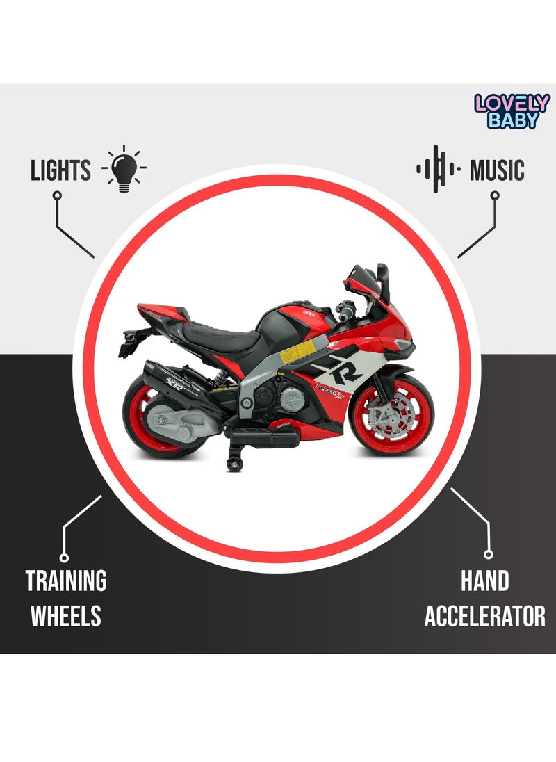 Lovely Baby Battery Operated Ride-On Motorcycle for Kids LB 2090EL, EVA Wheels, Leather Seat, Music & Lights, Hand Accelerator, MP3, Fun for Toddlers & Children