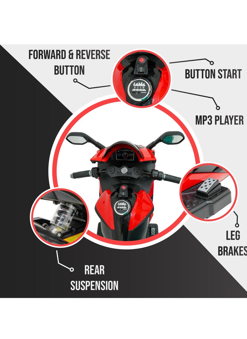 Lovely Baby Battery Operated Ride-On Motorcycle for Kids LB 2090EL, EVA Wheels, Leather Seat, Music & Lights, Hand Accelerator, MP3, Fun for Toddlers & Children
