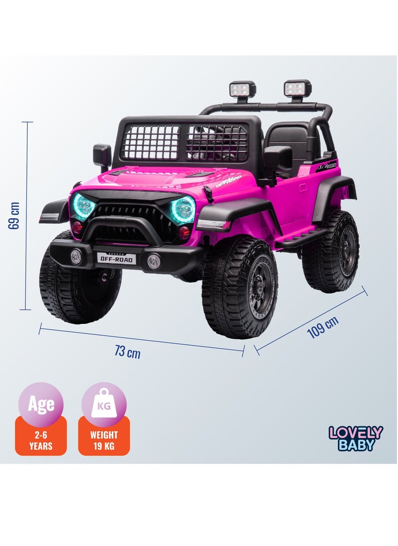 Lovely Baby 12V Ride-On Jeep for Kids LB 6116EL with Remote Control, Leather Seat, LED Lights, EVA Wheels Powered Jeep for Toddlers and Children Ages up to 6 years