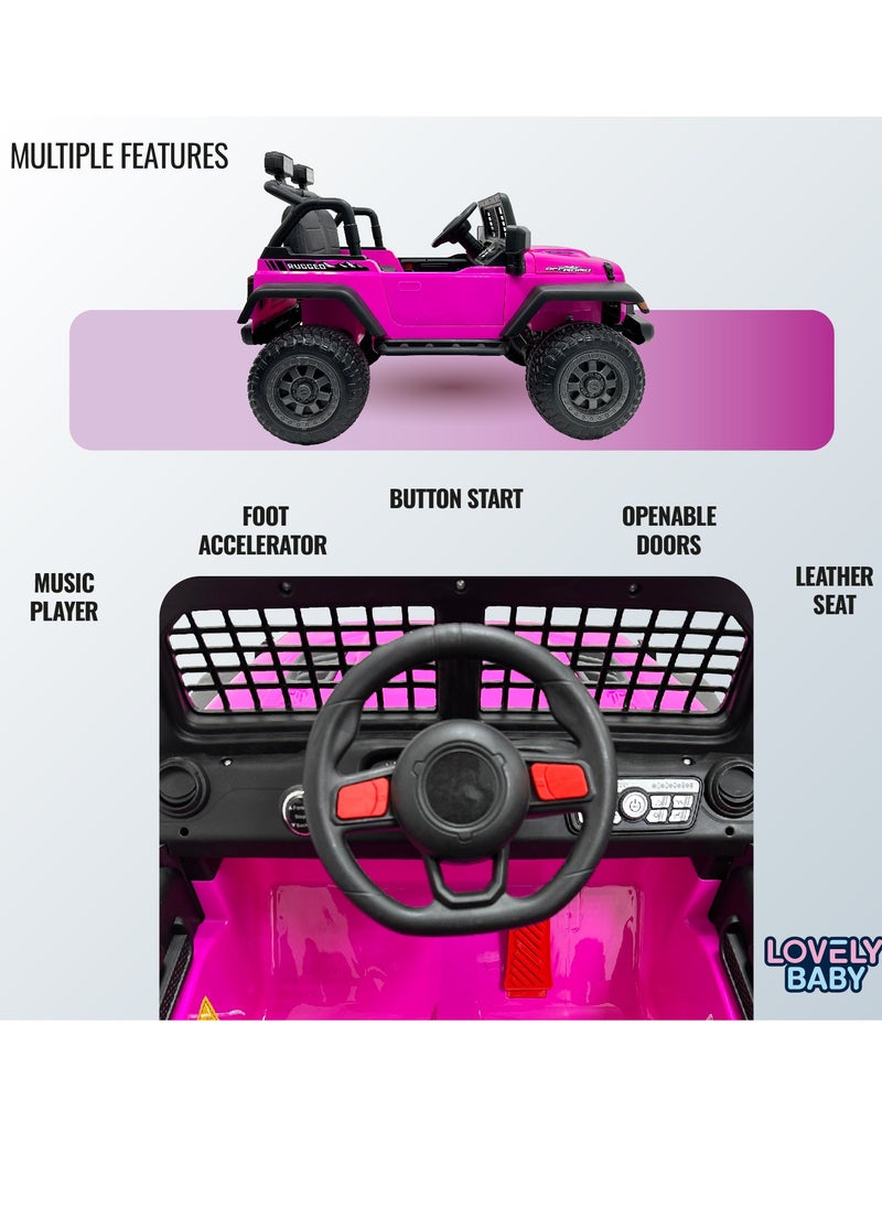Lovely Baby 12V Ride-On Jeep for Kids LB 6116EL with Remote Control, Leather Seat, LED Lights, EVA Wheels Powered Jeep for Toddlers and Children Ages up to 6 years