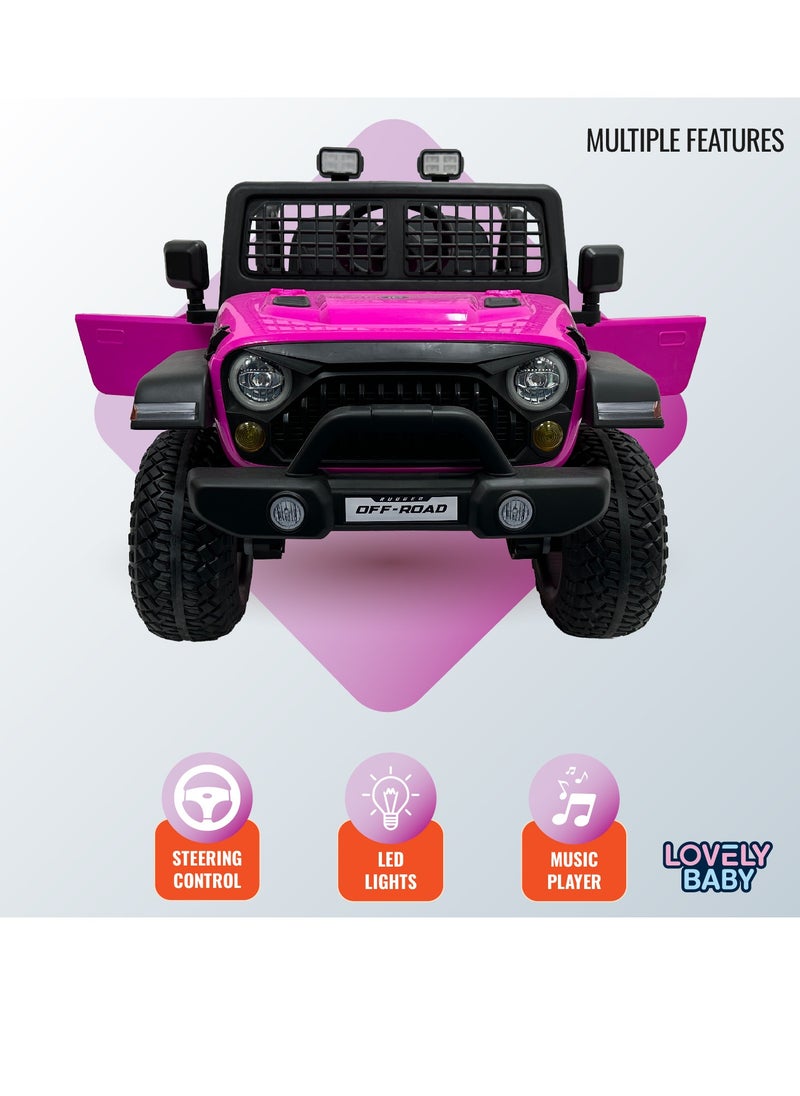 Lovely Baby 12V Ride-On Jeep for Kids LB 6116EL with Remote Control, Leather Seat, LED Lights, EVA Wheels Powered Jeep for Toddlers and Children Ages up to 6 years