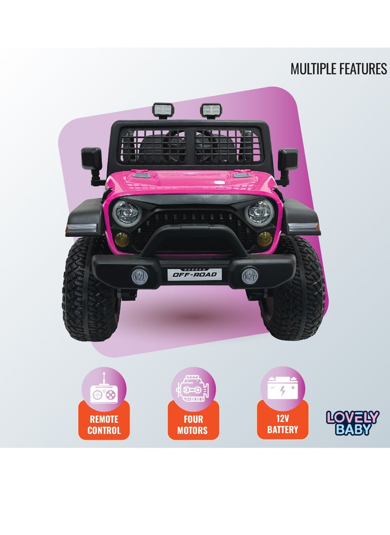 Lovely Baby 12V Ride-On Jeep for Kids LB 6116EL with Remote Control, Leather Seat, LED Lights, EVA Wheels Powered Jeep for Toddlers and Children Ages up to 6 years