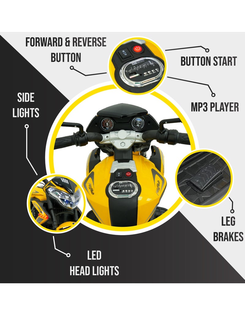 Lovely Baby Battery Operated Ride-On Motorcycle for Kids LB 9788EL, EVA Wheels, Leather Seat, Music & Lights, Hand Accelerator, MP3, Fun for Toddlers & Children