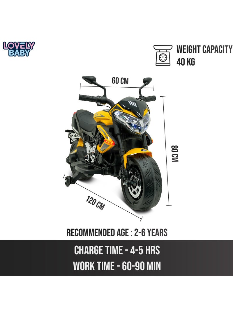 Lovely Baby Battery Operated Ride-On Motorcycle for Kids LB 9788EL, EVA Wheels, Leather Seat, Music & Lights, Hand Accelerator, MP3, Fun for Toddlers & Children