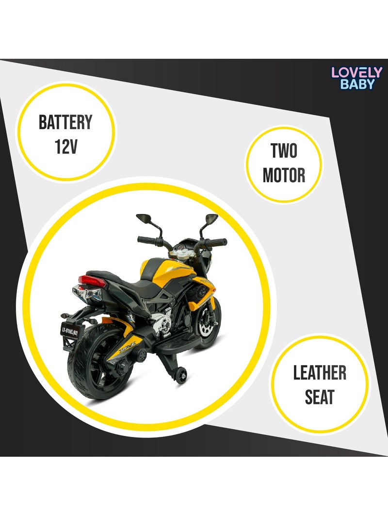 Lovely Baby Battery Operated Ride-On Motorcycle for Kids LB 9788EL, EVA Wheels, Leather Seat, Music & Lights, Hand Accelerator, MP3, Fun for Toddlers & Children