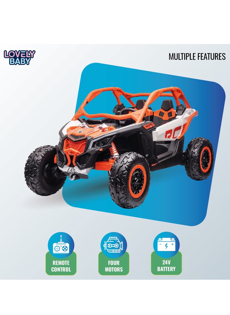 Lovely Baby LB 1000ELX Battery Operated Ride-On Jeep for Kids, 24V Electric Ride-On Car with Remote Control, Leather Seat, LED Lights,MP4
