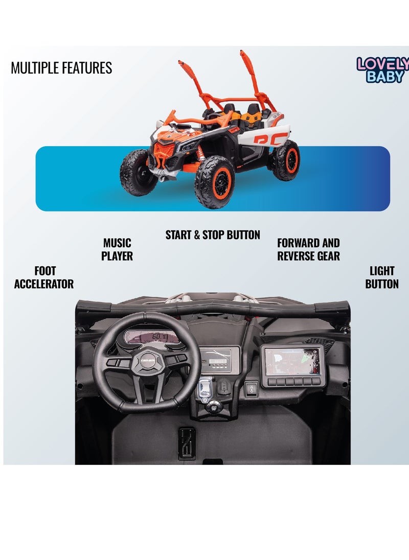 Lovely Baby LB 1000ELX Battery Operated Ride-On Jeep for Kids, 24V Electric Ride-On Car with Remote Control, Leather Seat, LED Lights,MP4