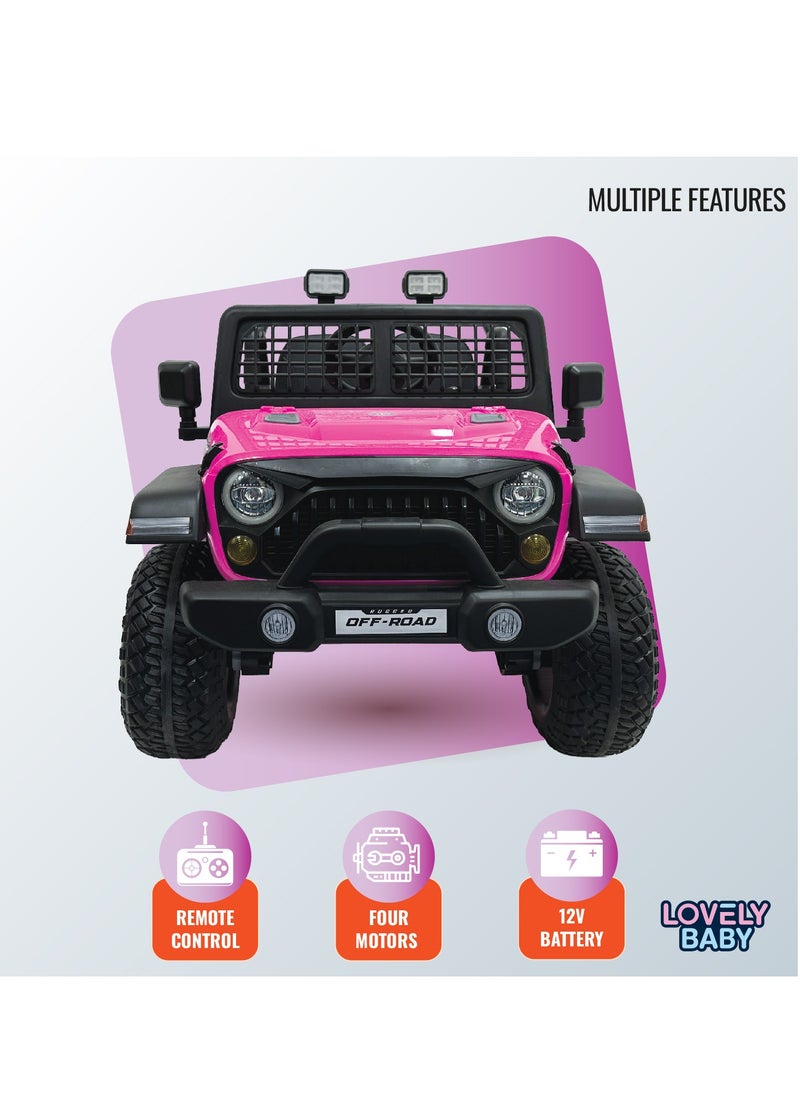 Lovely Baby 12V Ride-On Jeep for Kids LB 6116EL with Remote Control, Leather Seat, LED Lights, EVA Wheels Powered Jeep for Toddlers and Children Ages up to 6 years