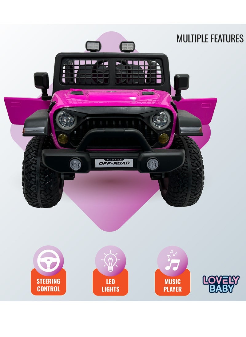 Lovely Baby 12V Ride-On Jeep for Kids LB 6116EL with Remote Control, Leather Seat, LED Lights, EVA Wheels Powered Jeep for Toddlers and Children Ages up to 6 years