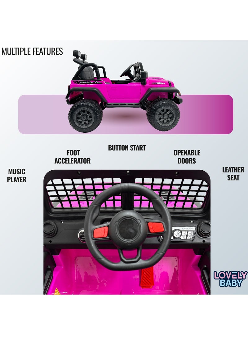 Lovely Baby 12V Ride-On Jeep for Kids LB 6116EL with Remote Control, Leather Seat, LED Lights, EVA Wheels Powered Jeep for Toddlers and Children Ages up to 6 years