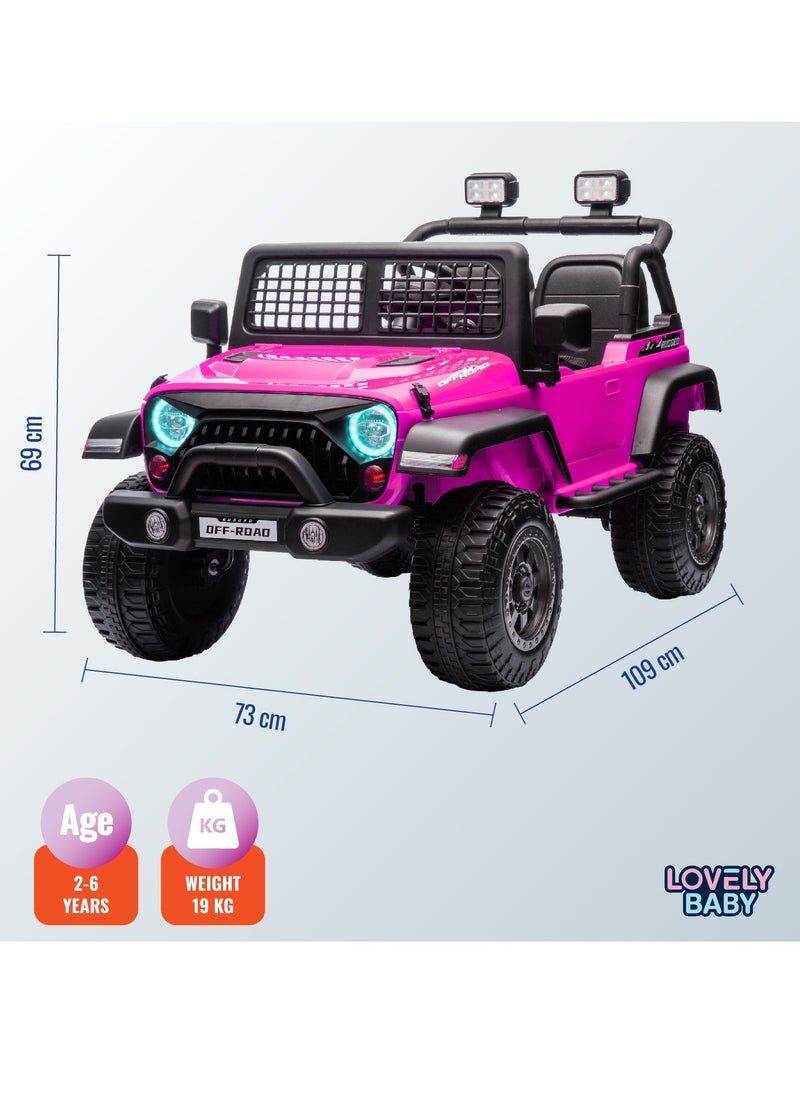 Lovely Baby 12V Ride-On Jeep for Kids LB 6116EL with Remote Control, Leather Seat, LED Lights, EVA Wheels Powered Jeep for Toddlers and Children Ages up to 6 years