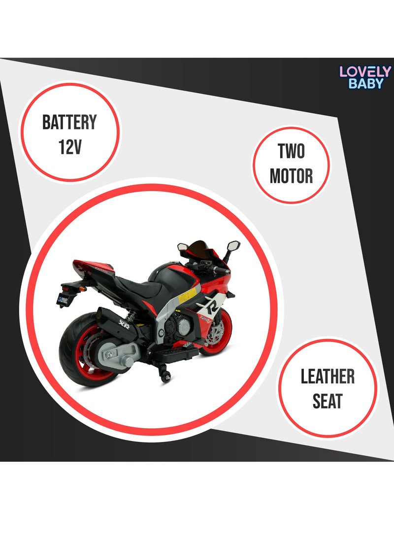 Lovely Baby Battery Operated Ride-On Motorcycle for Kids LB 2090EL, EVA Wheels, Leather Seat, Music & Lights, Hand Accelerator, MP3, Fun for Toddlers & Children