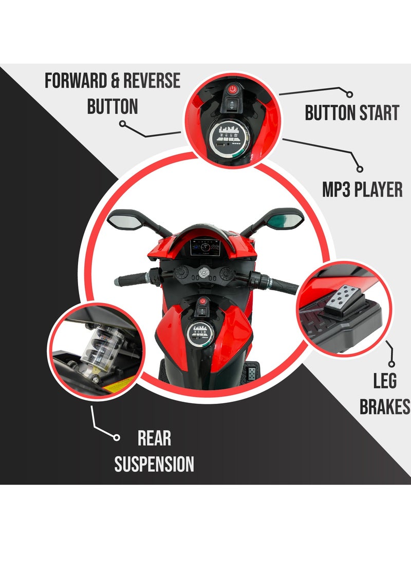 Lovely Baby Battery Operated Ride-On Motorcycle for Kids LB 2090EL, EVA Wheels, Leather Seat, Music & Lights, Hand Accelerator, MP3, Fun for Toddlers & Children