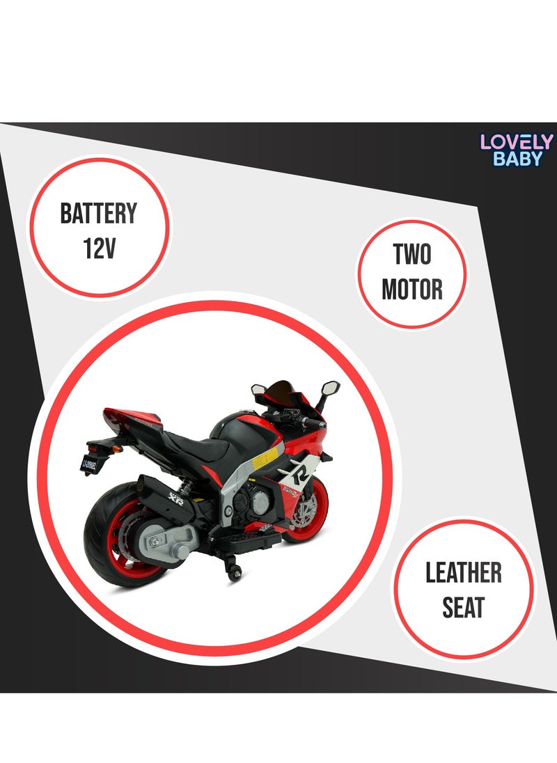 Lovely Baby Battery Operated Ride-On Motorcycle for Kids LB 2090EL, EVA Wheels, Leather Seat, Music & Lights, Hand Accelerator, MP3, Fun for Toddlers & Children