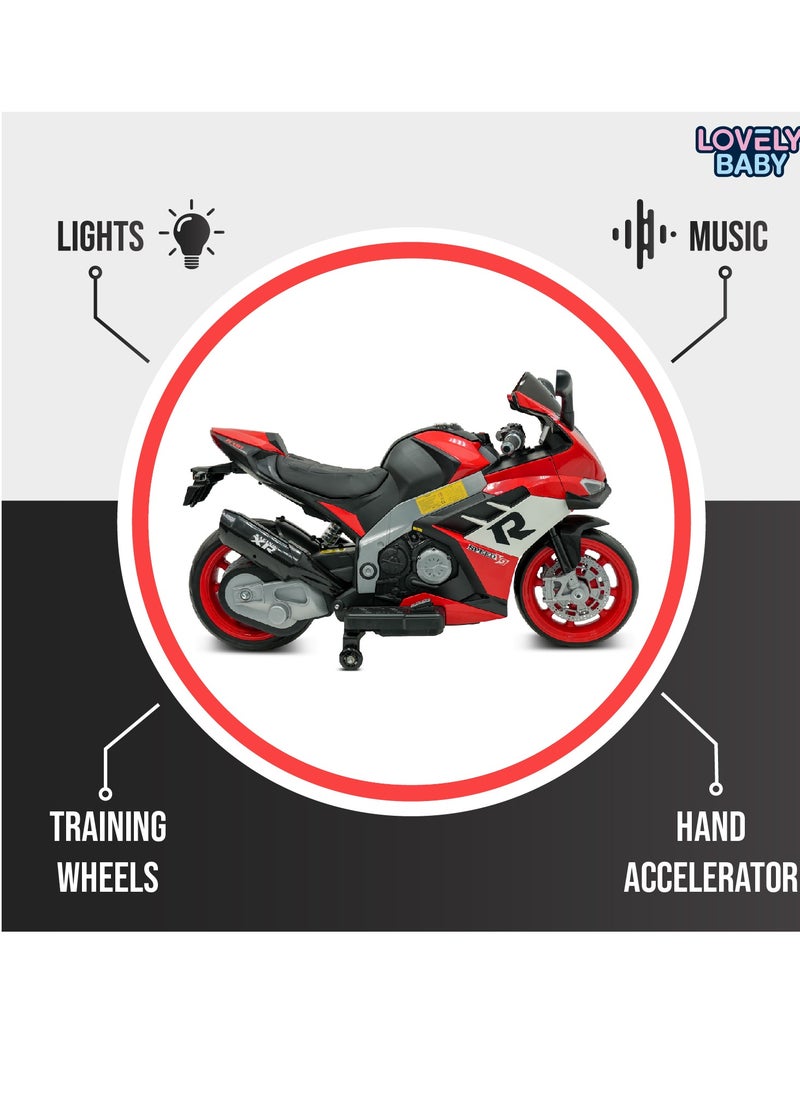 Lovely Baby Battery Operated Ride-On Motorcycle for Kids LB 2090EL, EVA Wheels, Leather Seat, Music & Lights, Hand Accelerator, MP3, Fun for Toddlers & Children