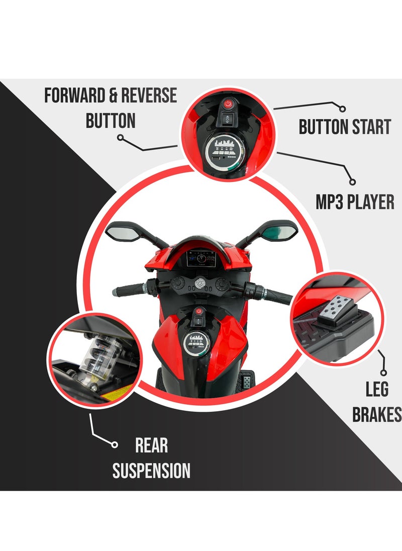 Lovely Baby Battery Operated Ride-On Motorcycle for Kids LB 2090EL, EVA Wheels, Leather Seat, Music & Lights, Hand Accelerator, MP3, Fun for Toddlers & Children