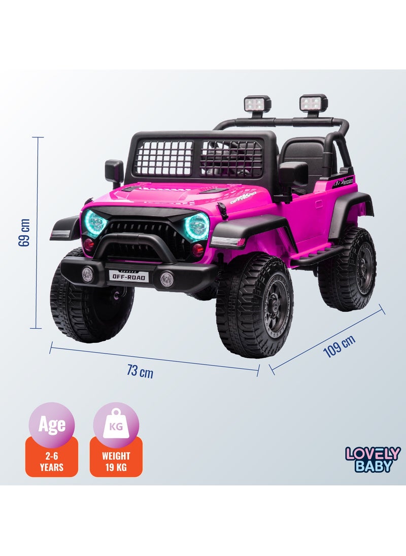Lovely Baby 12V Ride-On Jeep for Kids LB 6116EL with Remote Control, Leather Seat, LED Lights, EVA Wheels Powered Jeep for Toddlers and Children Ages up to 6 years