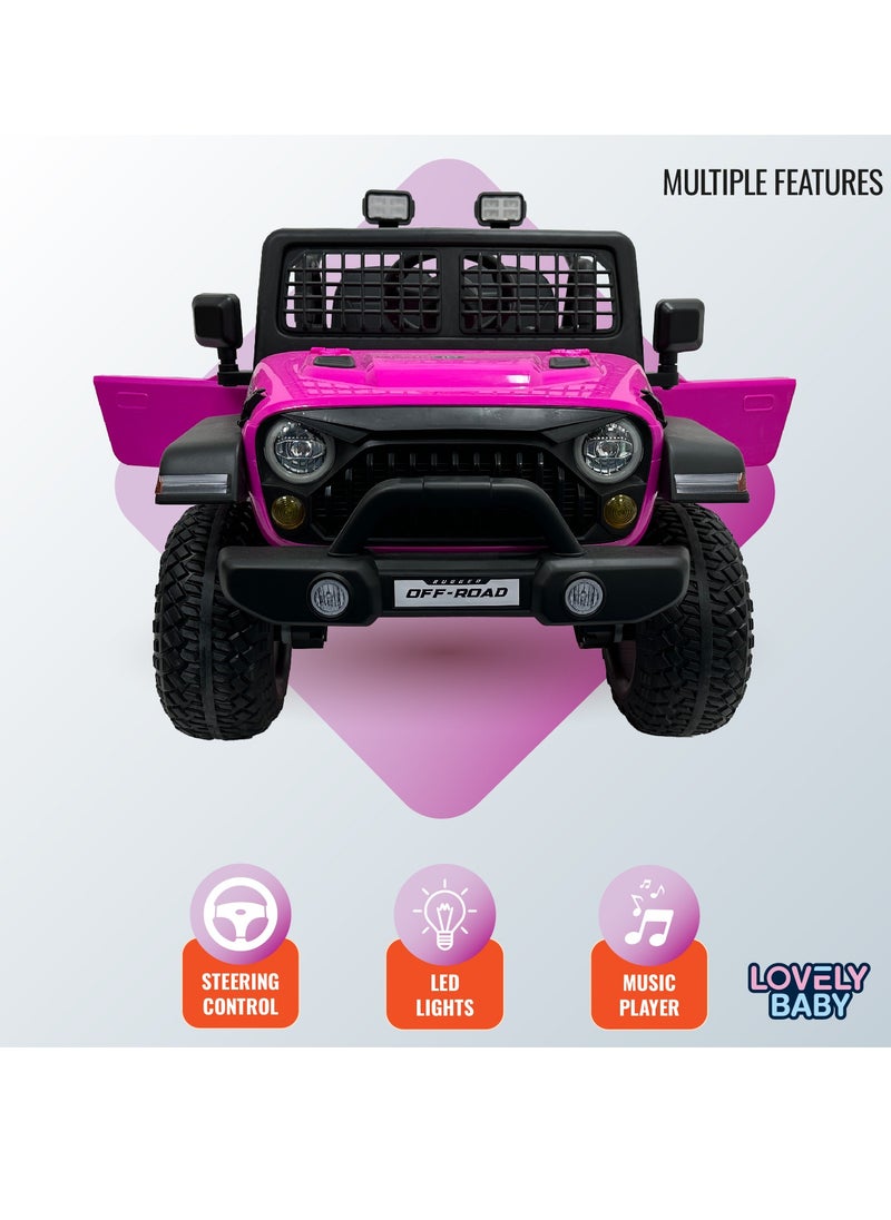 Lovely Baby 12V Ride-On Jeep for Kids LB 6116EL with Remote Control, Leather Seat, LED Lights, EVA Wheels Powered Jeep for Toddlers and Children Ages up to 6 years
