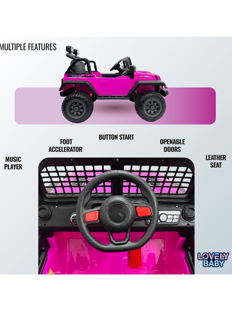 Lovely Baby 12V Ride-On Jeep for Kids LB 6116EL with Remote Control, Leather Seat, LED Lights, EVA Wheels Powered Jeep for Toddlers and Children Ages up to 6 years