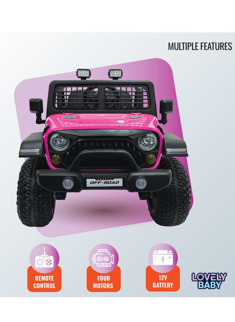 Lovely Baby 12V Ride-On Jeep for Kids LB 6116EL with Remote Control, Leather Seat, LED Lights, EVA Wheels Powered Jeep for Toddlers and Children Ages up to 6 years