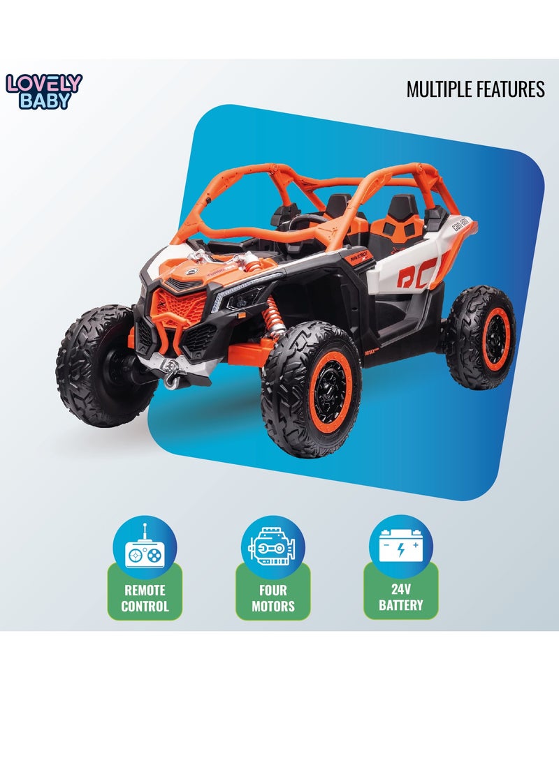 Lovely Baby LB 1000ELX Battery Operated Ride-On Jeep for Kids, 24V Electric Ride-On Car with Remote Control, Leather Seat, LED Lights,MP4