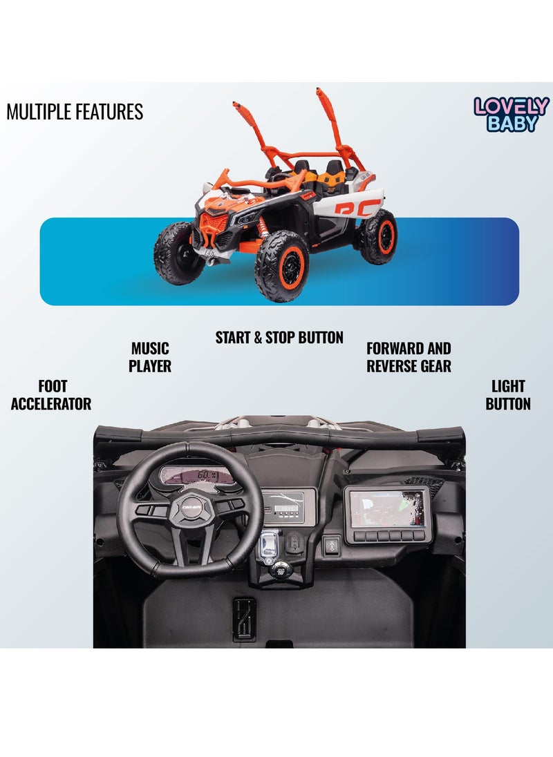 Lovely Baby LB 1000ELX Battery Operated Ride-On Jeep for Kids, 24V Electric Ride-On Car with Remote Control, Leather Seat, LED Lights,MP4