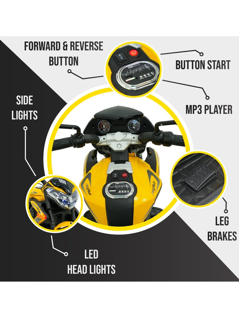 Lovely Baby Battery Operated Ride-On Motorcycle for Kids LB 9788EL, EVA Wheels, Leather Seat, Music & Lights, Hand Accelerator, MP3, Fun for Toddlers & Children