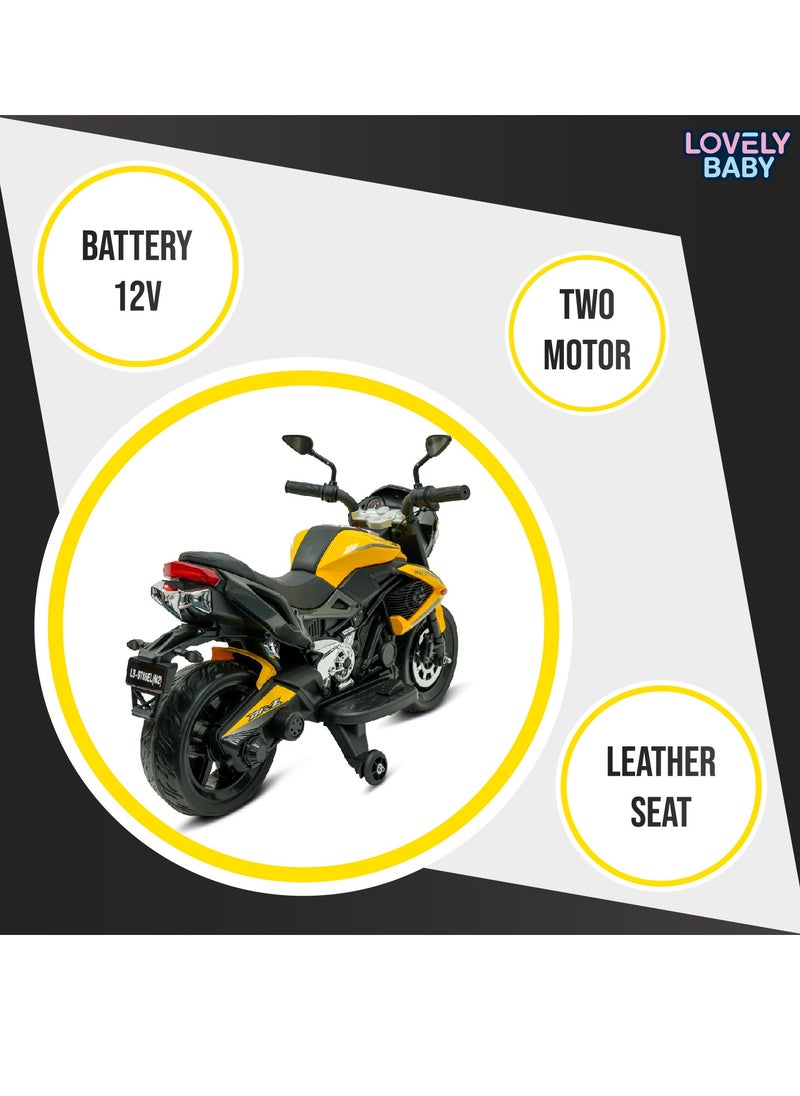 Lovely Baby Battery Operated Ride-On Motorcycle for Kids LB 9788EL, EVA Wheels, Leather Seat, Music & Lights, Hand Accelerator, MP3, Fun for Toddlers & Children