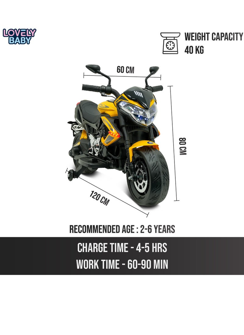 Lovely Baby Battery Operated Ride-On Motorcycle for Kids LB 9788EL, EVA Wheels, Leather Seat, Music & Lights, Hand Accelerator, MP3, Fun for Toddlers & Children