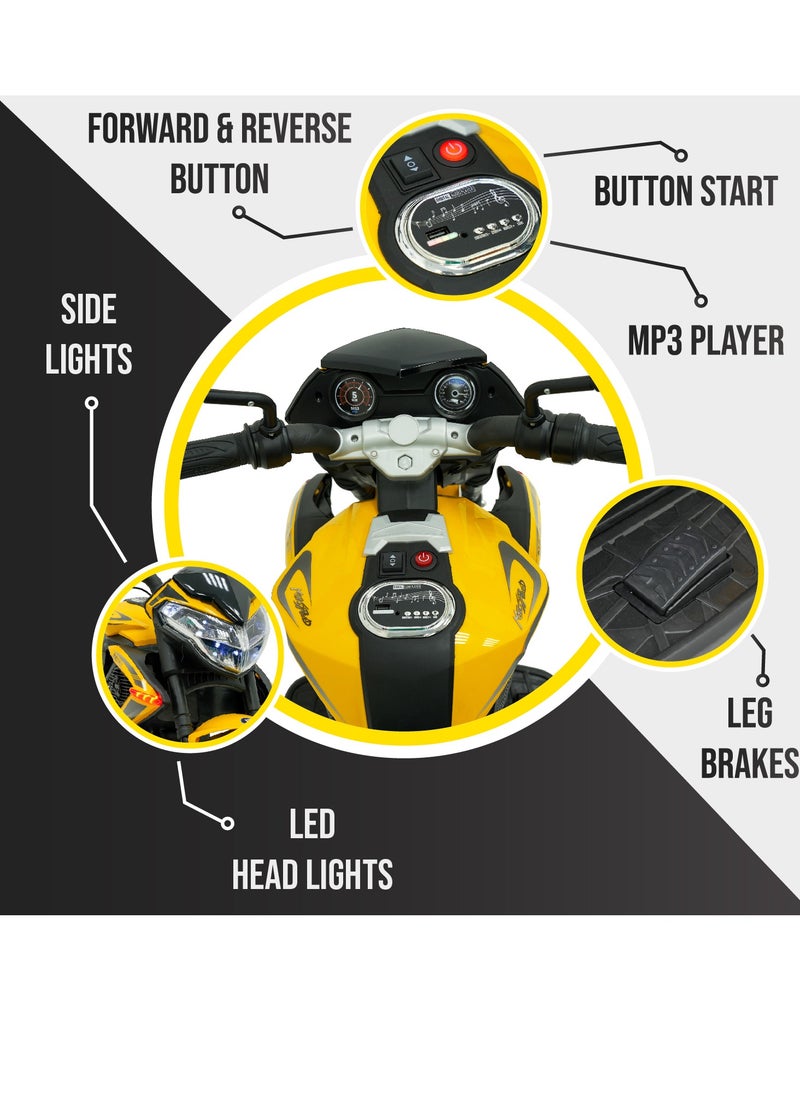 Lovely Baby Battery Operated Ride-On Motorcycle for Kids LB 9788EL, EVA Wheels, Leather Seat, Music & Lights, Hand Accelerator, MP3, Fun for Toddlers & Children