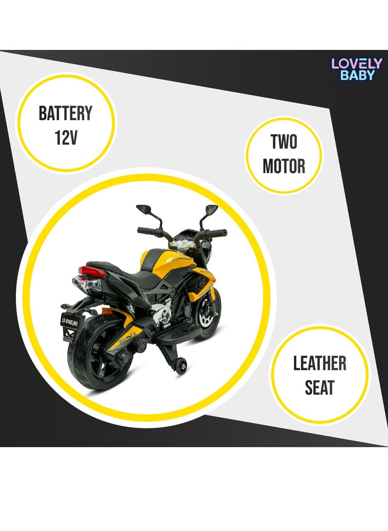 Lovely Baby Battery Operated Ride-On Motorcycle for Kids LB 9788EL, EVA Wheels, Leather Seat, Music & Lights, Hand Accelerator, MP3, Fun for Toddlers & Children