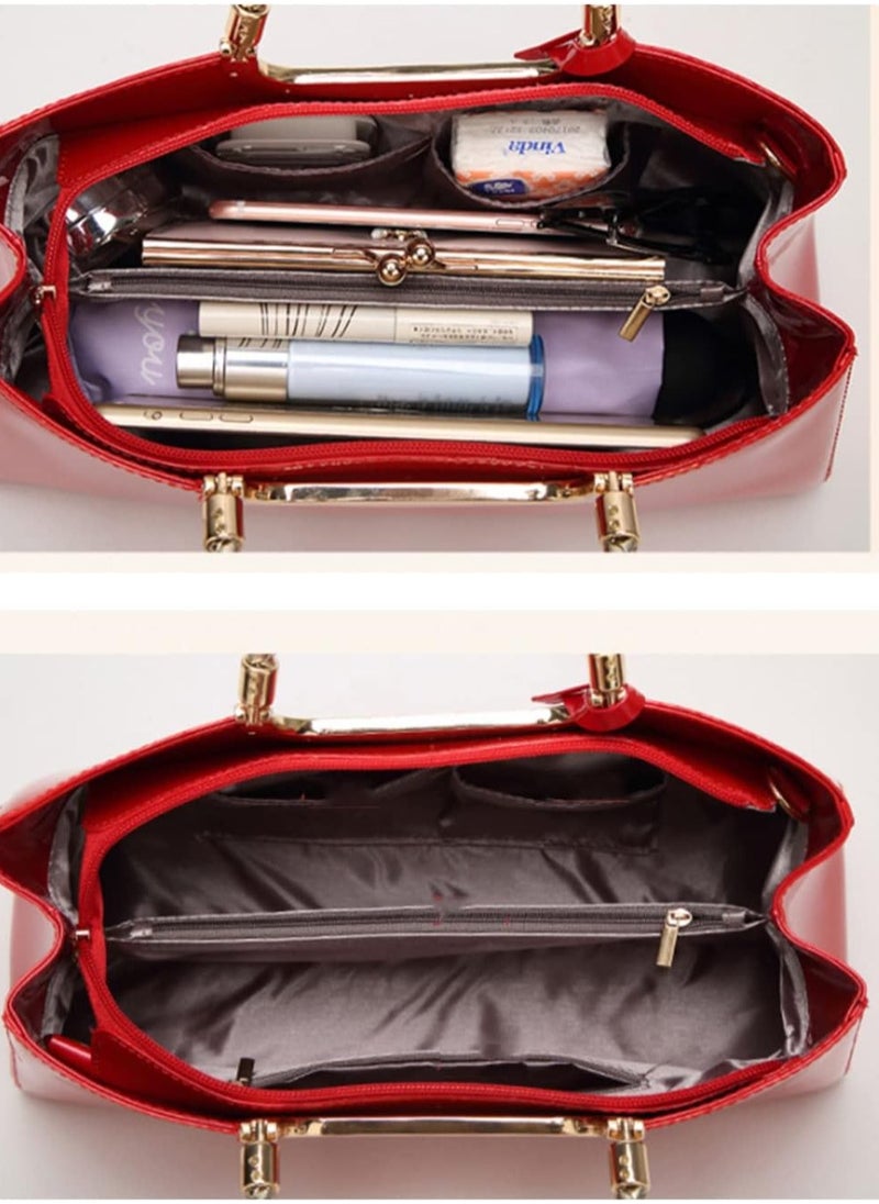 Top-handle Handbags Purse Tote for Women Patent PU Satchel Gloss Wedding Shoulder Crossbody Bag