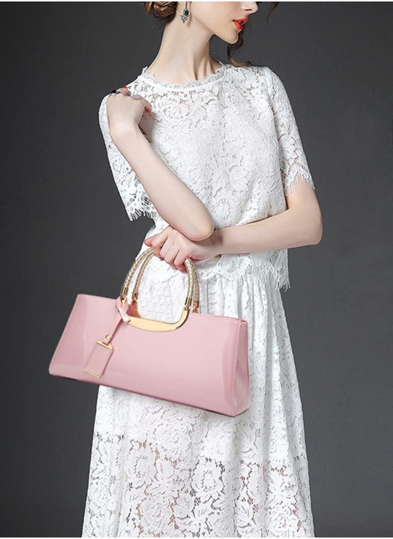 Top-handle Handbags Purse Tote for Women Patent PU Satchel Gloss Wedding Shoulder Crossbody Bag