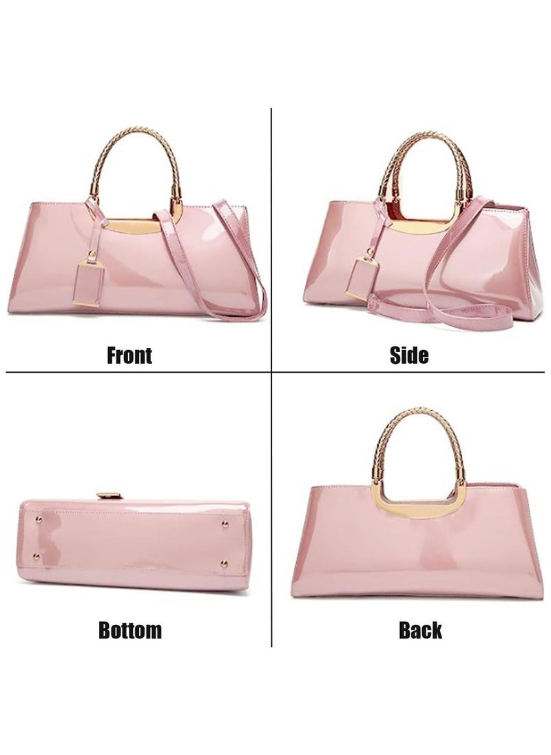 Top-handle Handbags Purse Tote for Women Patent PU Satchel Gloss Wedding Shoulder Crossbody Bag