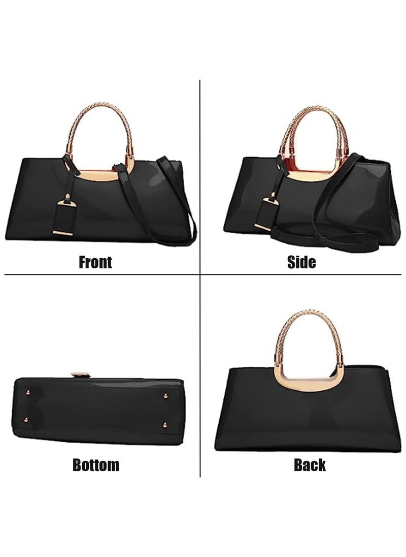 Top-handle Handbags Purse Tote for Women Patent PU Satchel Gloss Wedding Shoulder Crossbody Bag
