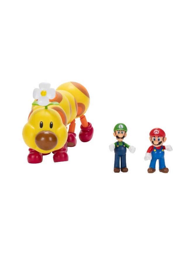 Nintendo Super Mario Wiggler, Mario & Luigi Action Figure Set (Pack of 3)