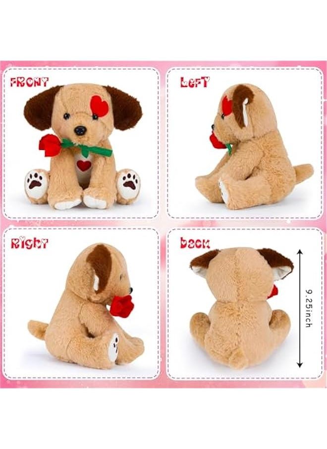 's Day Stuffed Animal Dog Plush with Rose, Soft Plush Animal Toys Gifts for 's Day Her/Girlfriend Lover Mom Kids