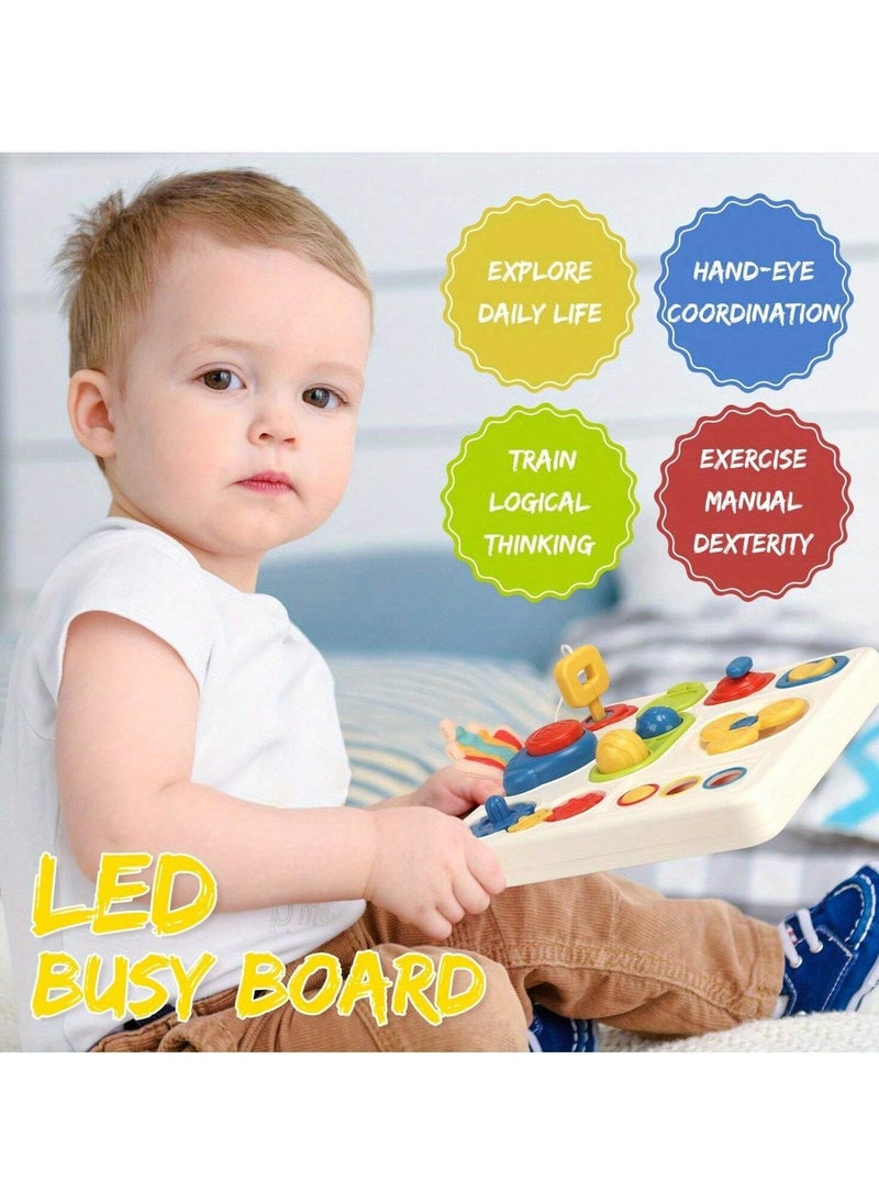 Montessori Busy Board for Toddlers, Fine Motor Skills Activity, Door Lock Cognition Toy, Early Learning Educational Toy for Preschool Kids