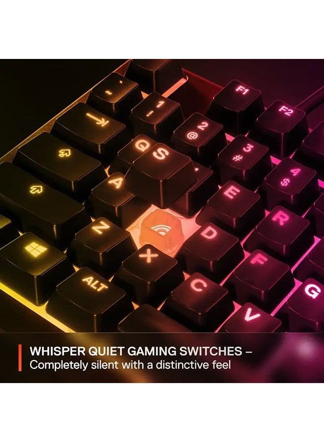 SteelSeries Apex 3 TKL RGB Gaming US layout Keyboard, Tenkeyless Compact Form Factor, 8-Zone RGB Illumination, Water and Dust Resistant, Whisper Quiet Gaming Switch - White