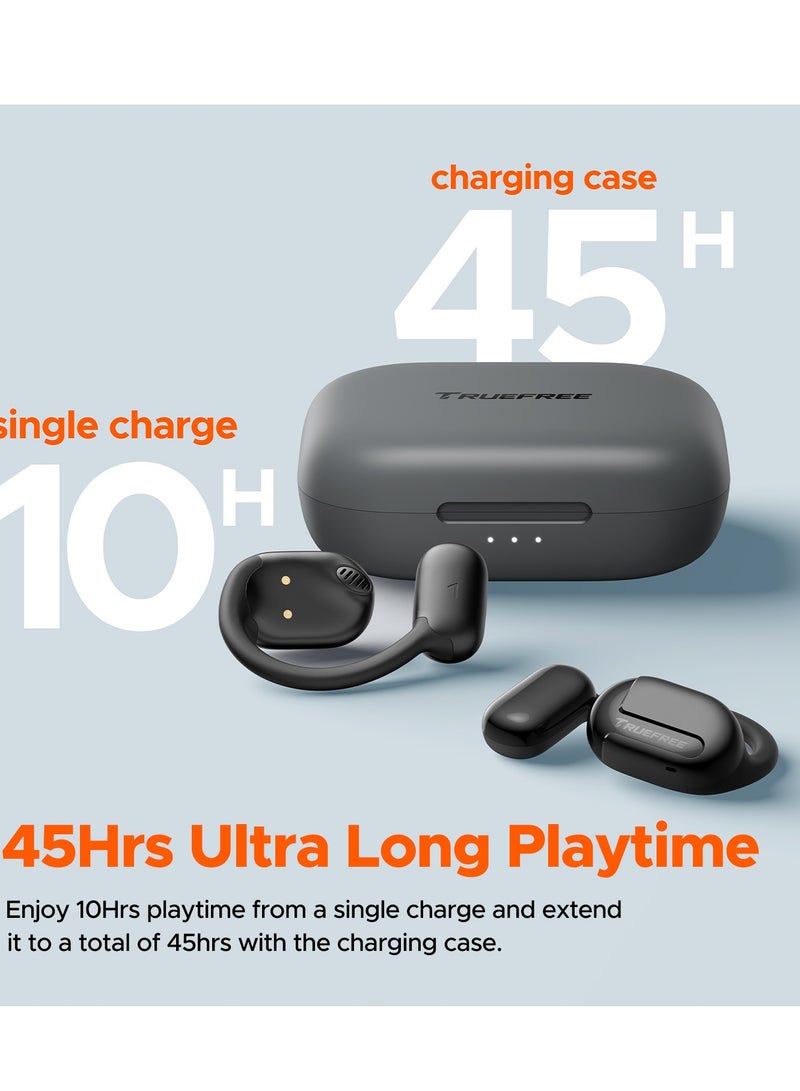 Truefree Open Ear Bluetooth 5.3 Headphones, Wireless Sports Headphones, ENC Noise Cancelling, 3D Stereo Sound via 16.2 mm Driver, 45 Hours of Playback, 4 mics Black) black