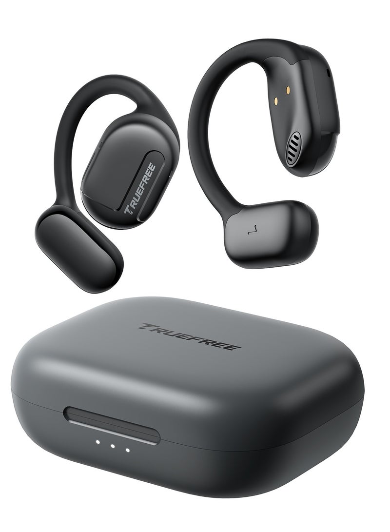 Truefree Open Ear Bluetooth 5.3 Headphones, Wireless Sports Headphones, ENC Noise Cancelling, 3D Stereo Sound via 16.2 mm Driver, 45 Hours of Playback, 4 mics Black) black