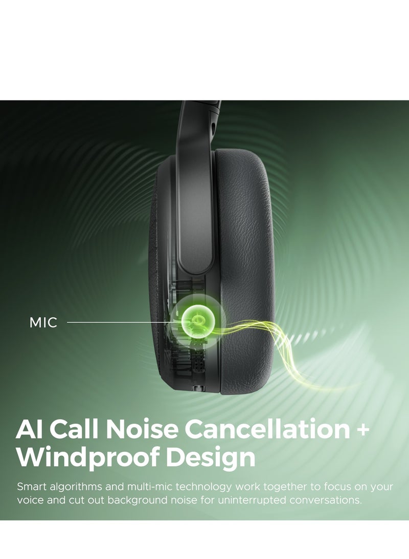 Space Lite Headband Bluetooth Headset Anc Noise Cancelling Headset V5.4, App Control,Weight 133g,Led Indication, Youth Version, For Music Sports Call black